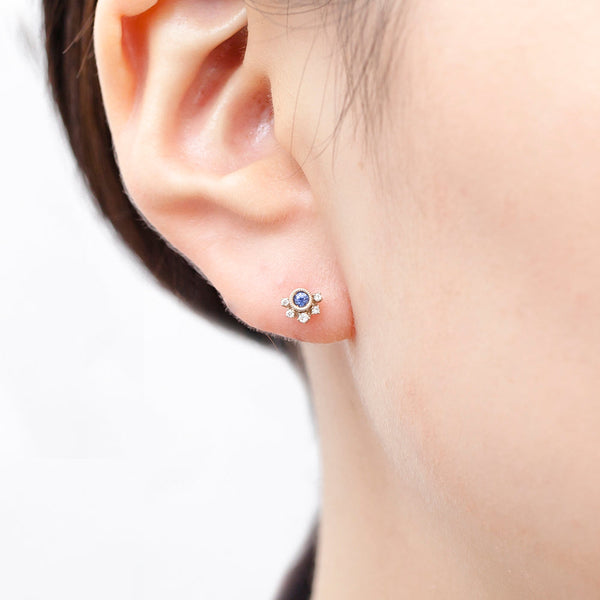 Clair de lune” Blue Sapphire Earrings ブルーサファイアピアス