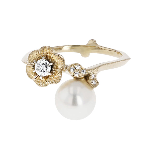 Anemone” Akoya Pearl Diamond Ring アコヤパールダイヤモンドリング 