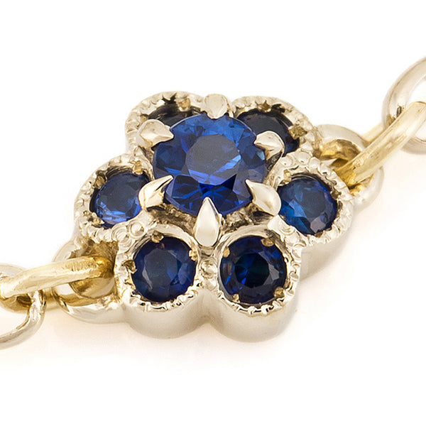 アベリ ブルーサファイアたチェーンリング 美品 fleurs” Blue Sapphire Chain-Ring ブルーサファイアチェーンリング