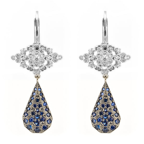 1329C_HS “fleurs” Blue sapphire pierced-earrings – AbHeri 