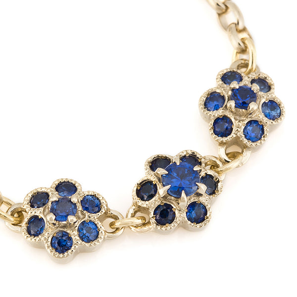 “fleurs” Blue Sapphire Chain-ring ブルーサファイアチェーンリング