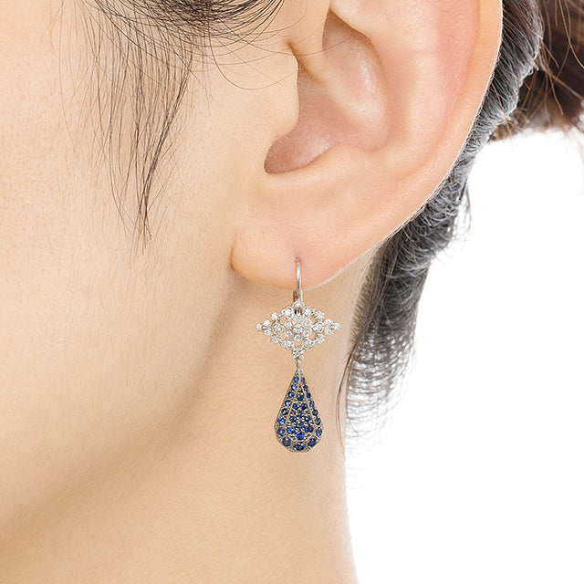 1329C_HS “fleurs” Blue sapphire pierced-earrings – AbHeri オンラインショップ