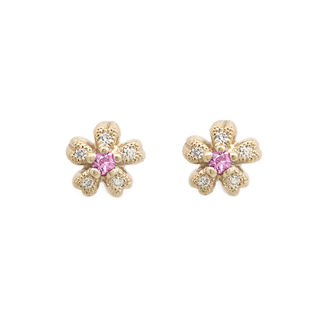 “sakura”<br>Pink Sapphire Earrings<br>ピンクサファイアピアス<br>（1252B）