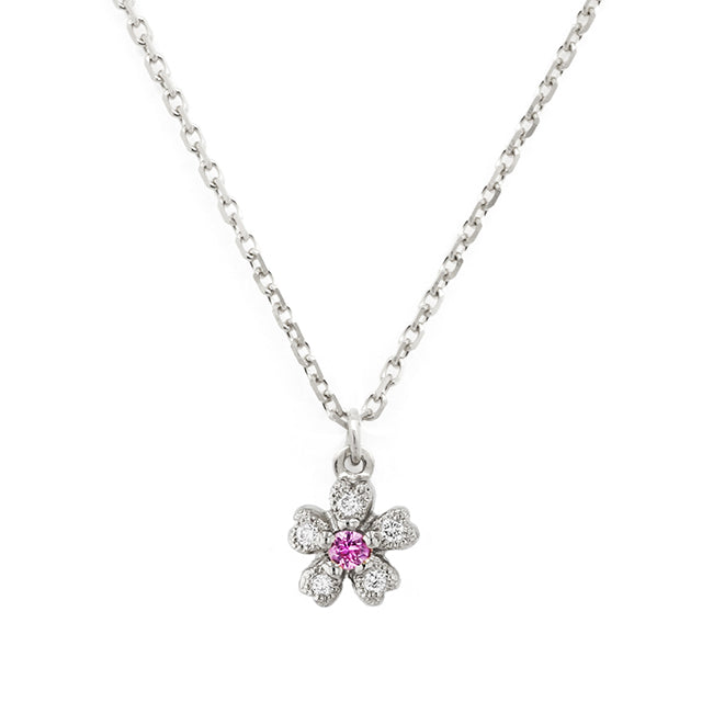 “sakura”<br>Pink Sapphire Necklace<br>ピンクサファイアネックレス<br>（1253B）