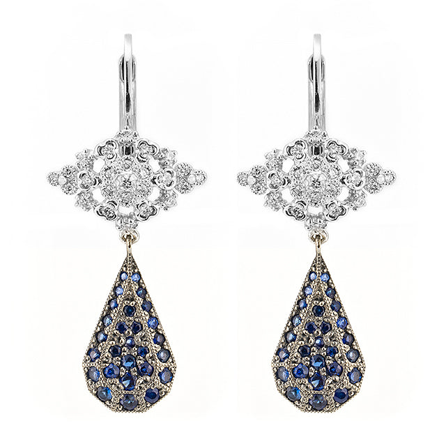 “fleurs”<br>Blue sapphire Earrings<br>ブルーサファイアピアス<br>（1329C_HS）