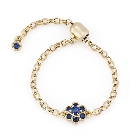 アベリ ブルーサファイアたチェーンリング 美品 fleurs” Blue Sapphire Chain-Ring ブルーサファイアチェーンリング