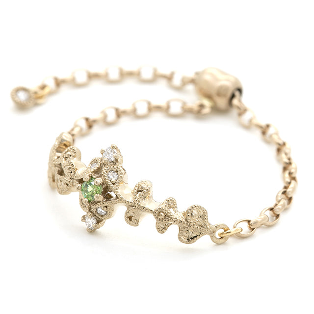 “Arabesque”<br>Demantoid Garnet Chain-Ring<br>デマントイドガーネット<br>チェーンリング<br>（1477B）