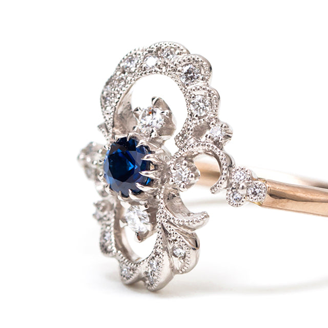 “Clair de lune”<br>Blue Sapphire Ring<br>ブルーサファイアリング<br>（1013B）