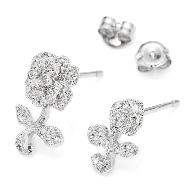 “Under the Rose”<br>Diamond Earrings<br>ダイヤモンドピアス <br>（1215A）