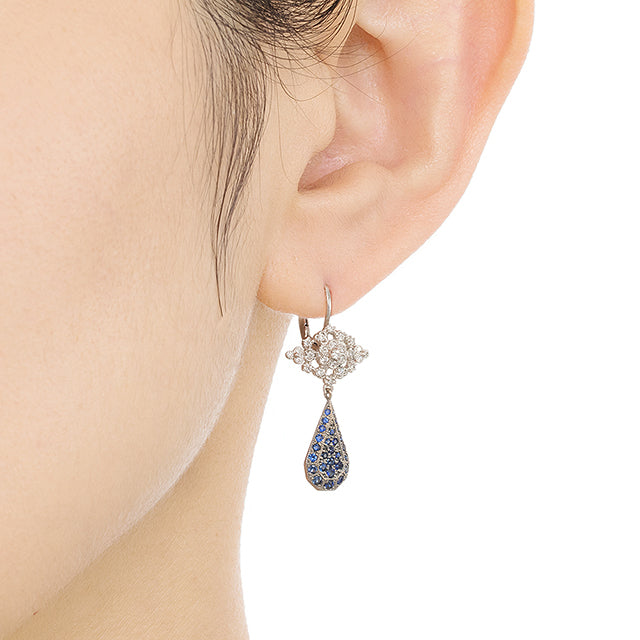 “fleurs”<br>Blue sapphire Earrings<br>ブルーサファイアピアス<br>（1329C_HS）