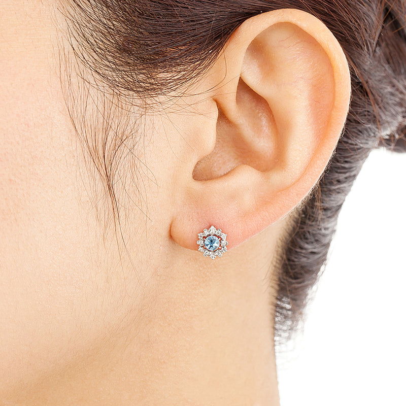 “reticella”<br>Aquamarine Earrings<br>アクアマリンピアス<br>（1105C）