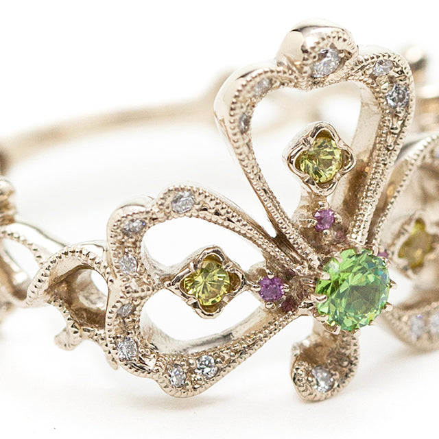 “Trois Feuilles”<br>Demantoid Garnet Ring<br>デマントイドガーネットリング<br>（1044B）