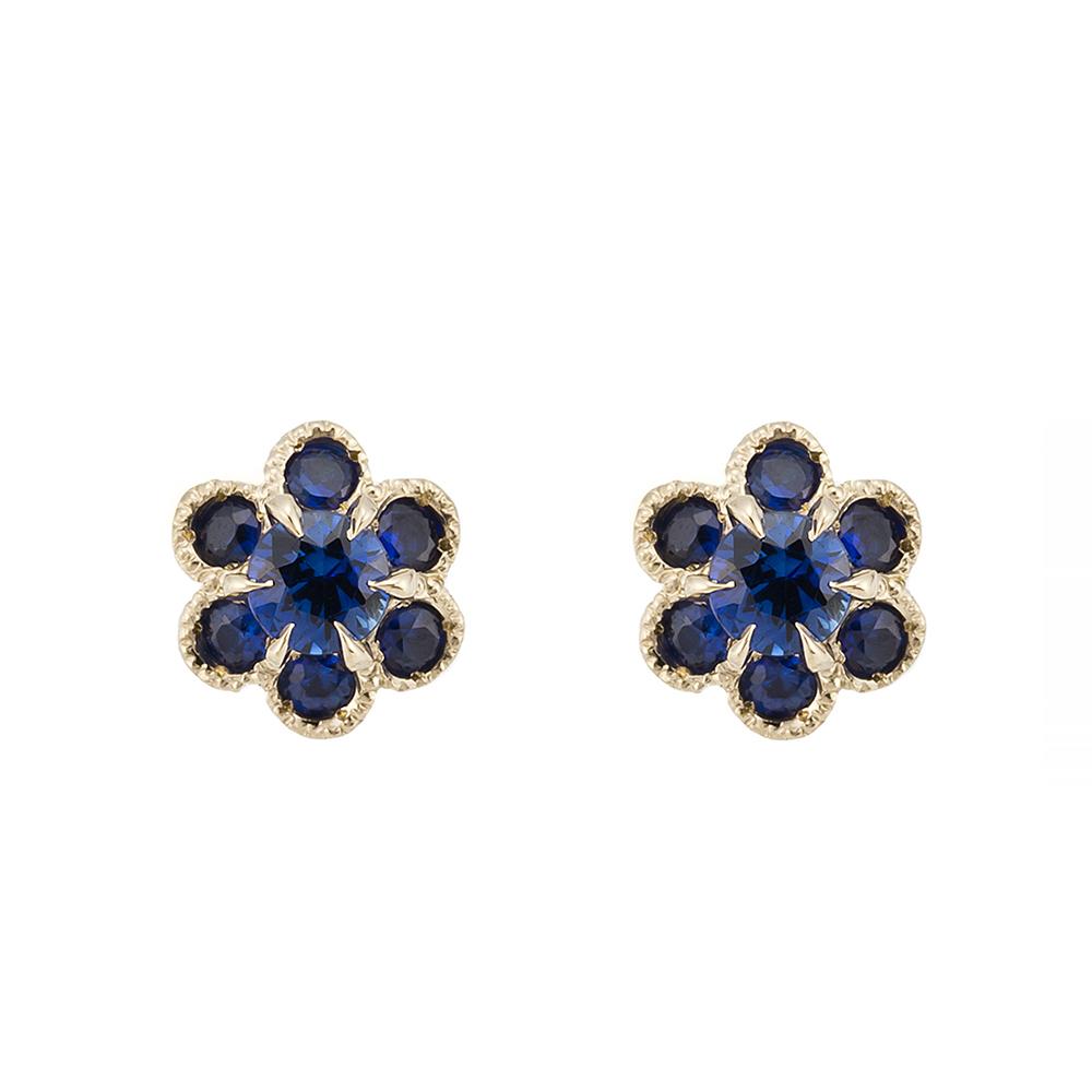 1333C “fleurs” Blue sapphire pierced-earrings – AbHeri オンライン 