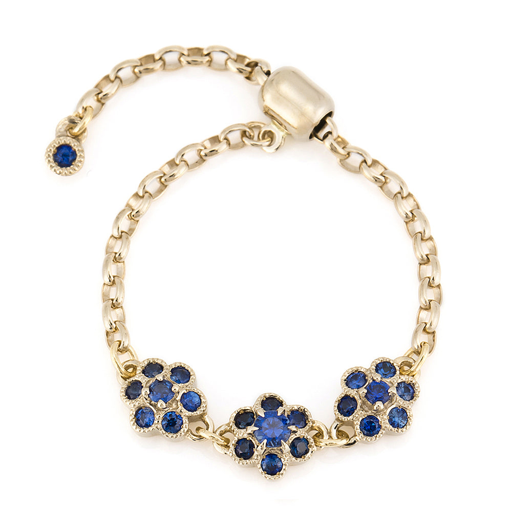 fleurs” Blue Sapphire Chain-Ring ブルーサファイアチェーン